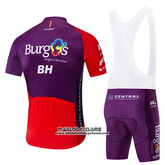 2019 Maillot Ciclismo Burgos BH Violet Rouge Manches Courtes et Cuissard